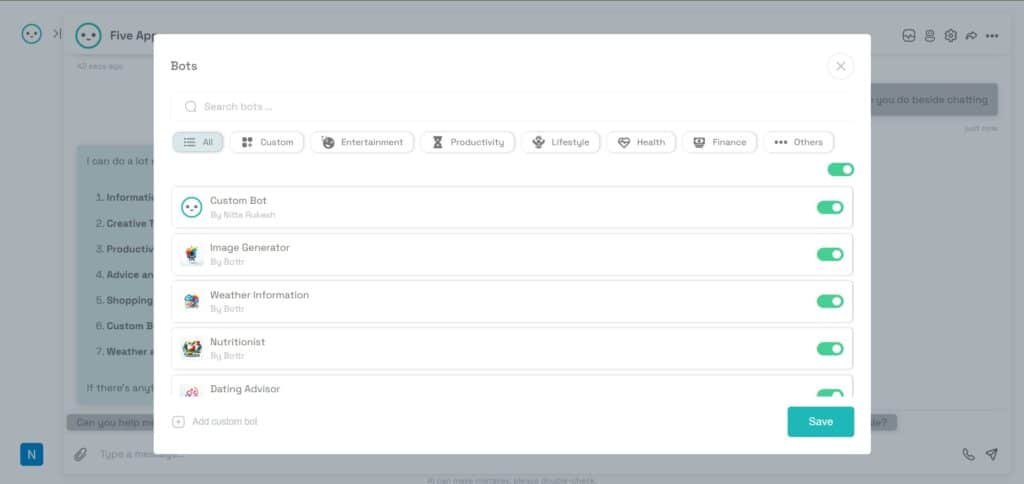 Bottr AI App Chatbots