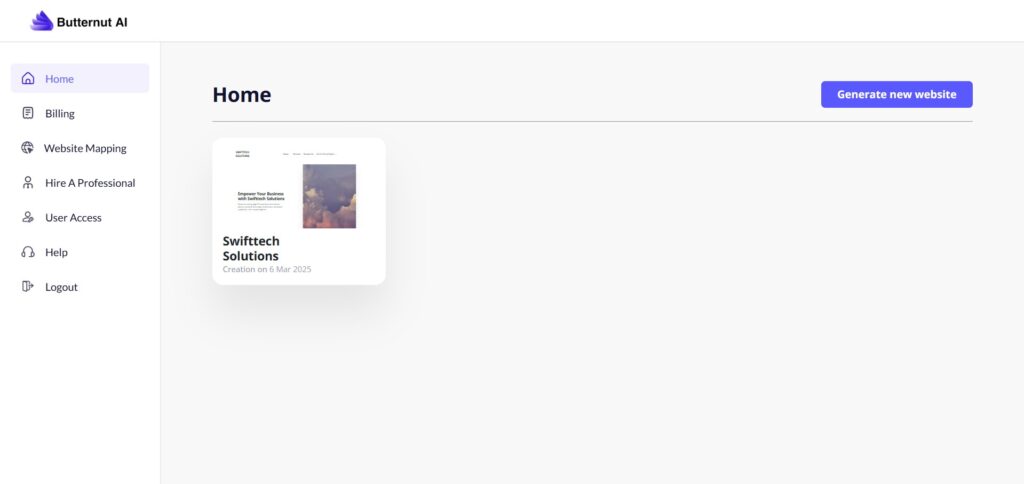 Butternut AI App Dashboard