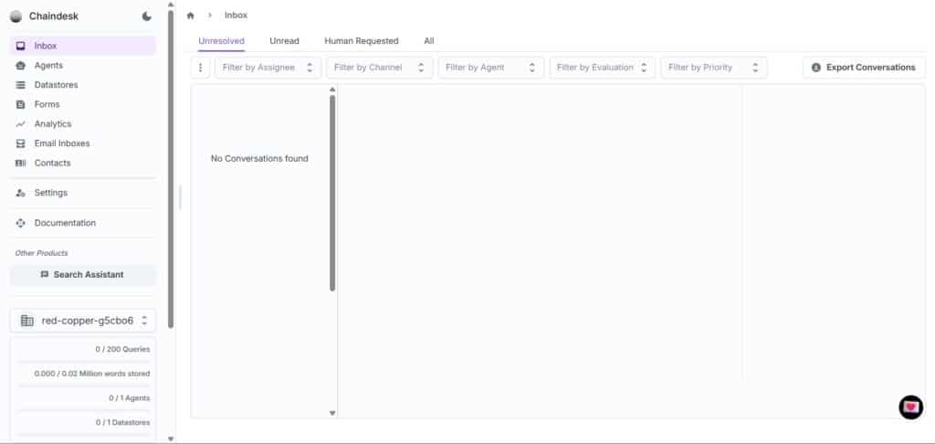 Chaindesk AI App Inbox