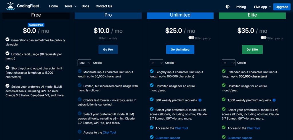 Codingfleet AI App Pricing