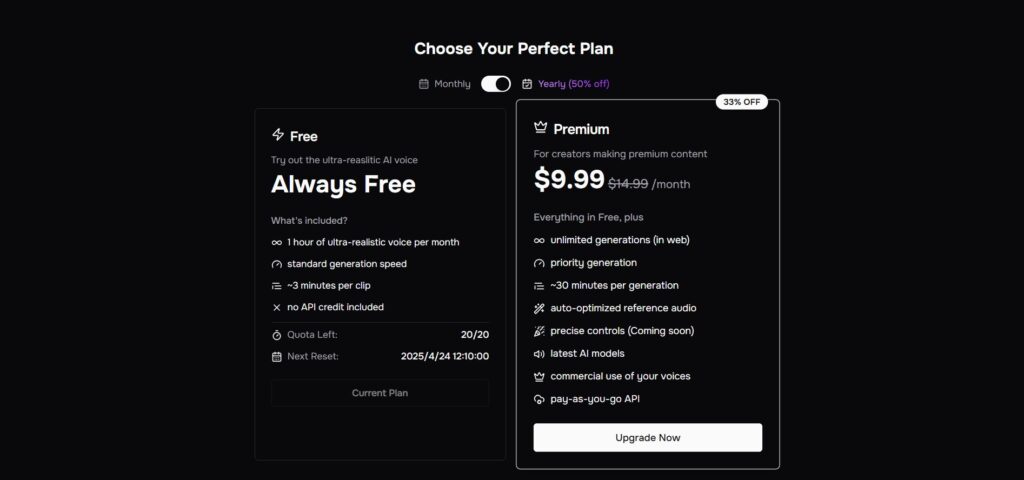 Fish Audio AI App Pricing