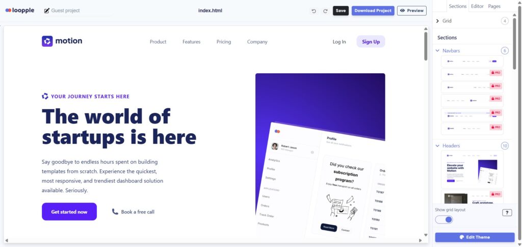 Loopple AI App Landing Page Builder