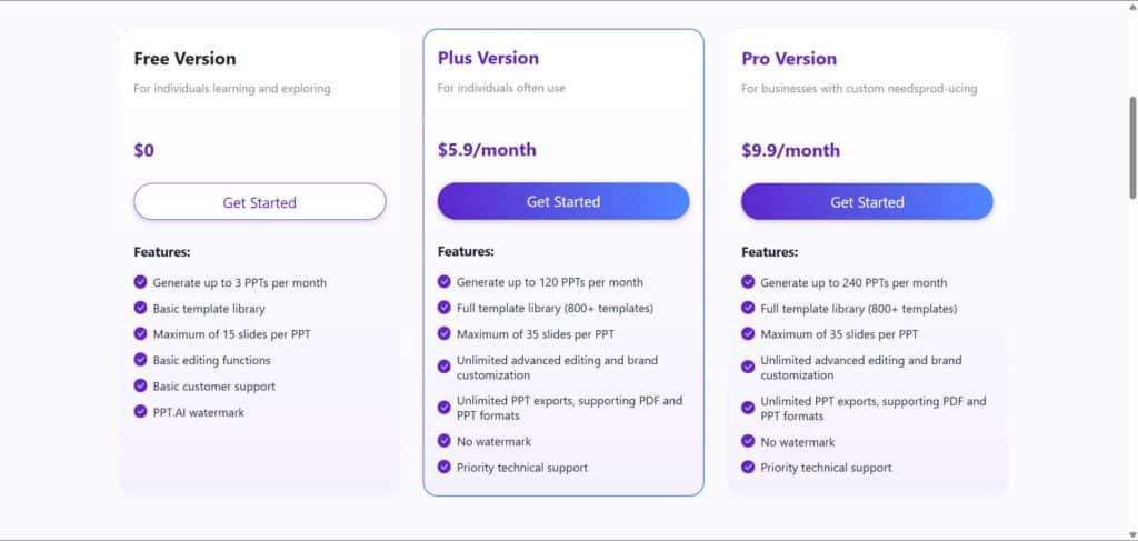 PPT AI App Pricing