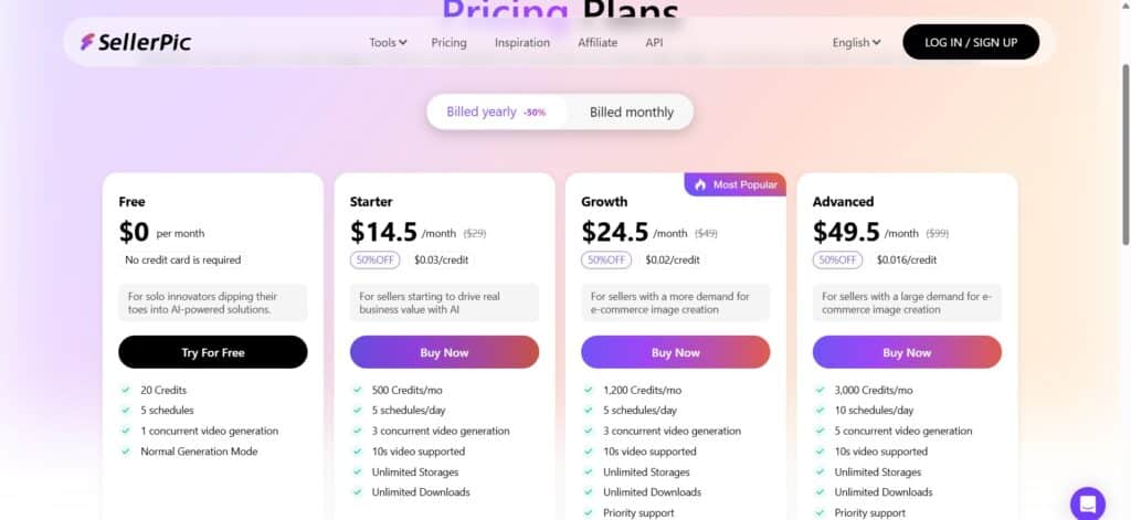 Seller Pic AI APp Pricing