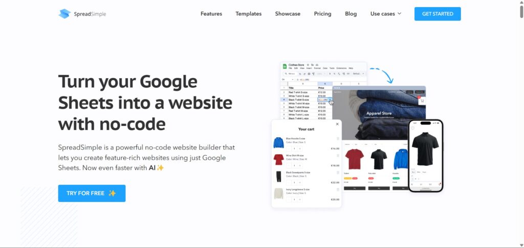 SpreadSimple AI App Homepage