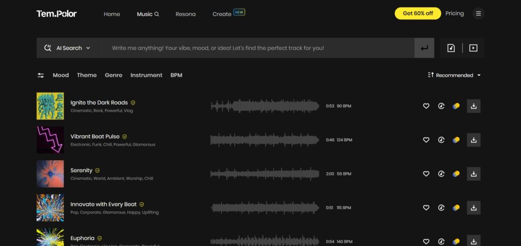 Tempolor AI App Music
