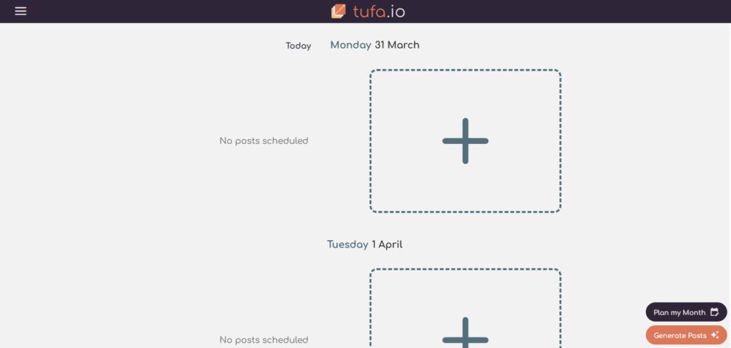 Tufa AI App Scheduled Posts