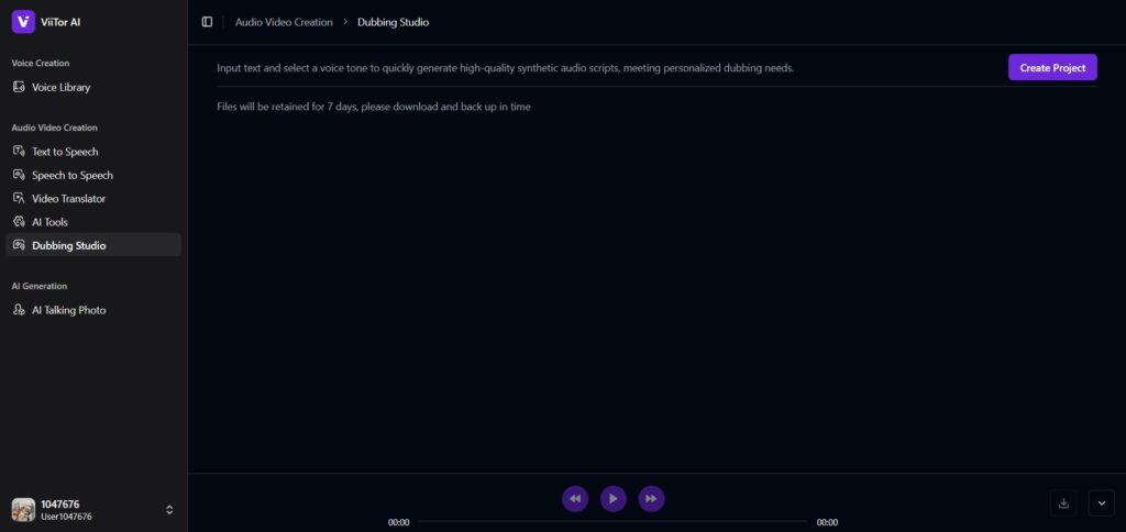 Viitor AI App Dubbing Studio
