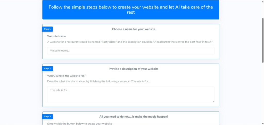 YEMO AI App Website Creation