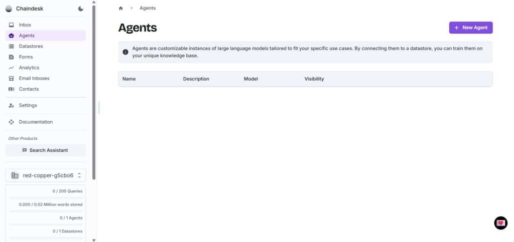 chaindesk AI app Agents