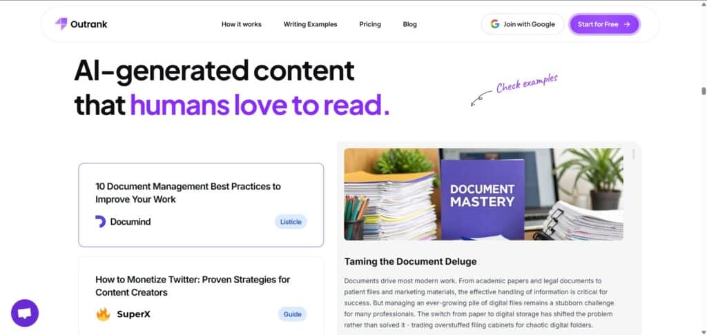 outrank AI App Content writing