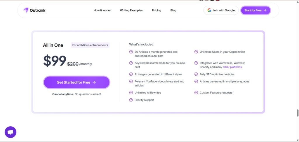 outrank ai app pricing
