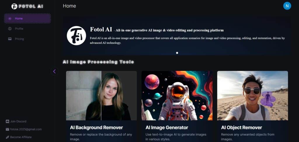 Fotol AI App Homepage