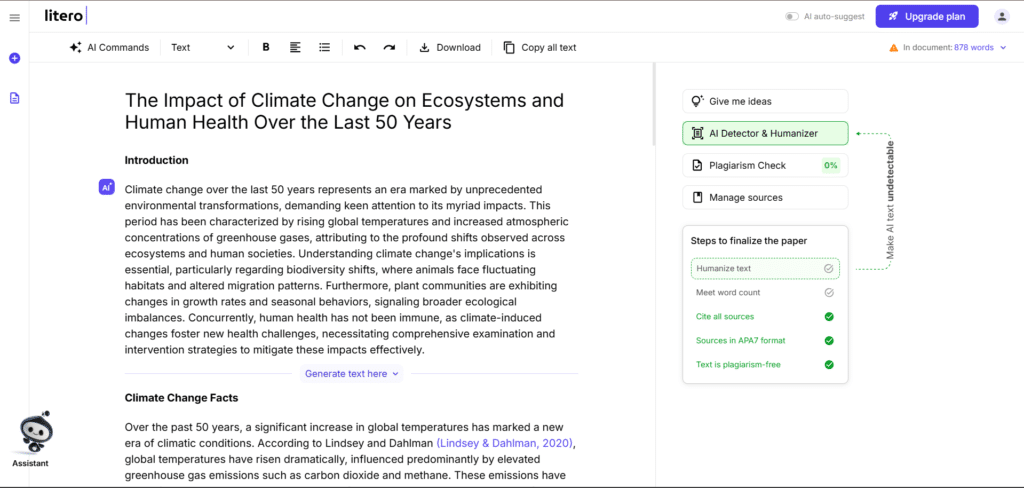 Litero ai app drafted article