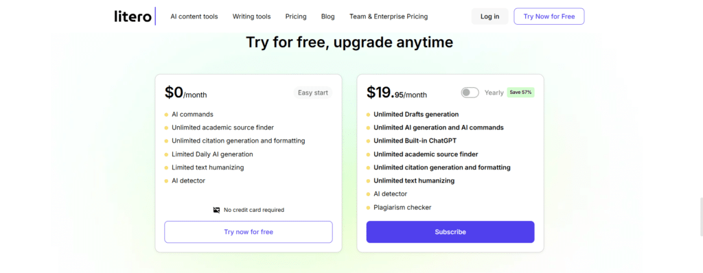 Litero ai app pricing