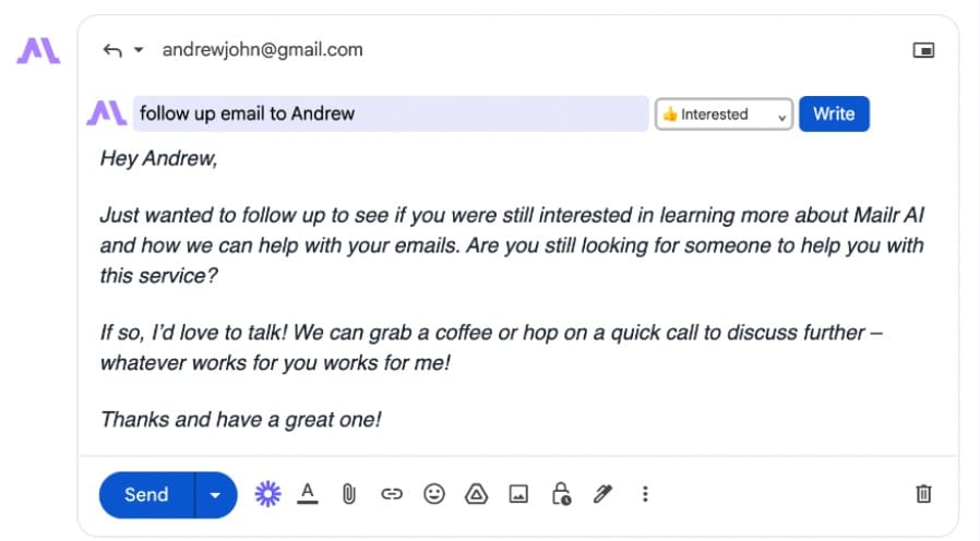 Mailr AI App Email Writing