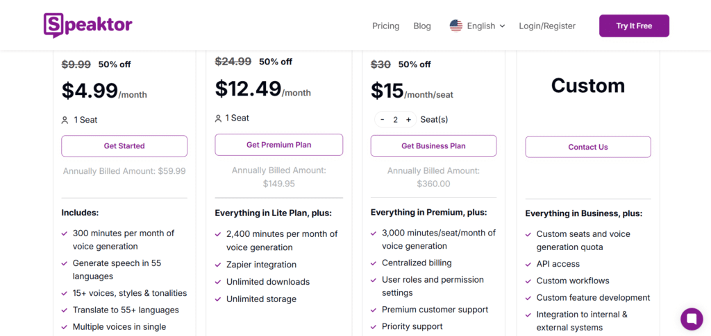 Speaktor AI App pricing
