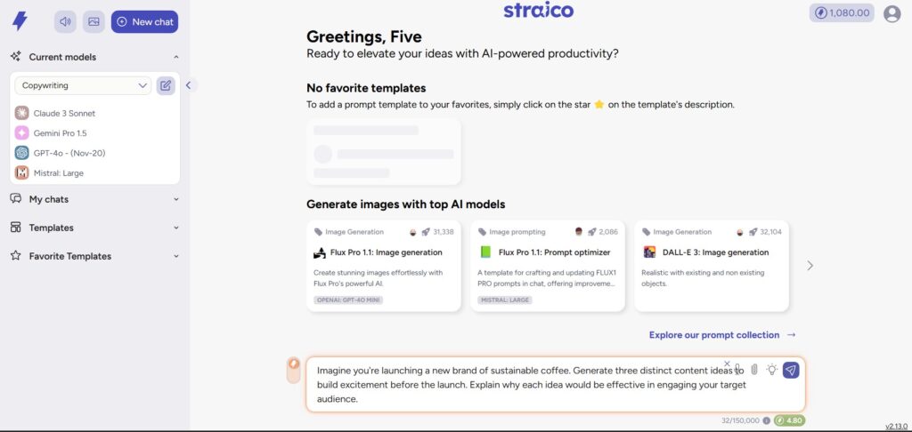 Straico AI App Dashboard