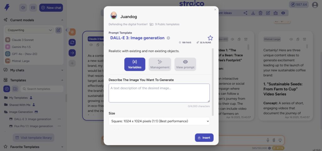 Straico AI App Image GEneration