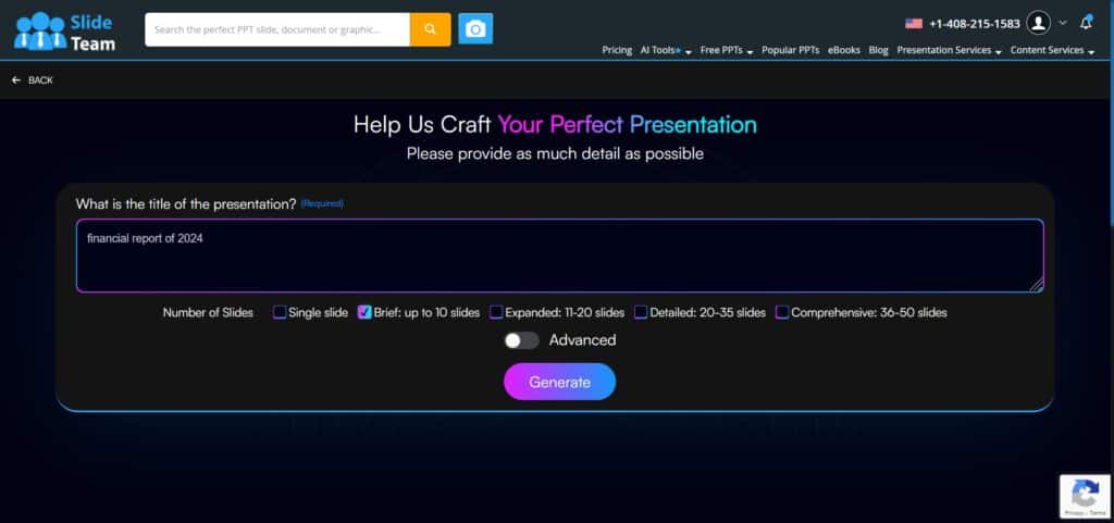 Teamslide AI app Presentation Generation