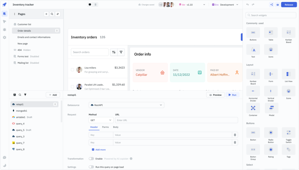 Tooljet AI app Drag and Drop builder