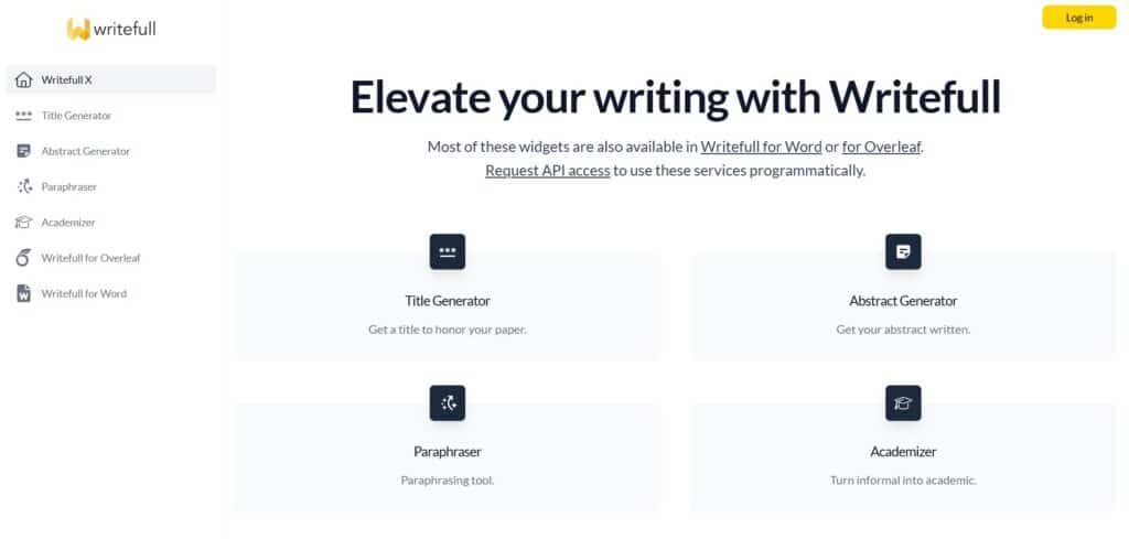 Writefull AI app Homepage