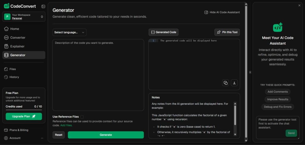 codeconvert ai app generator