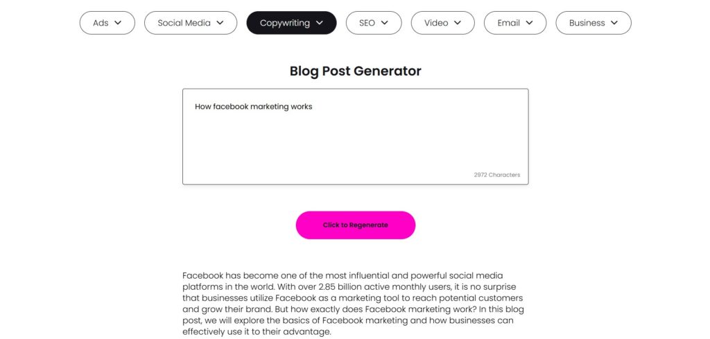 optimo ai app blog post generator