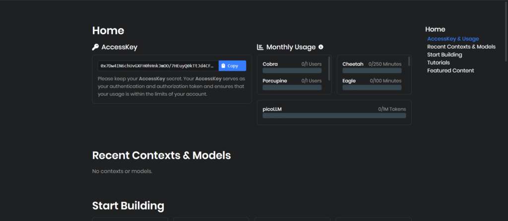picovoice ai app home