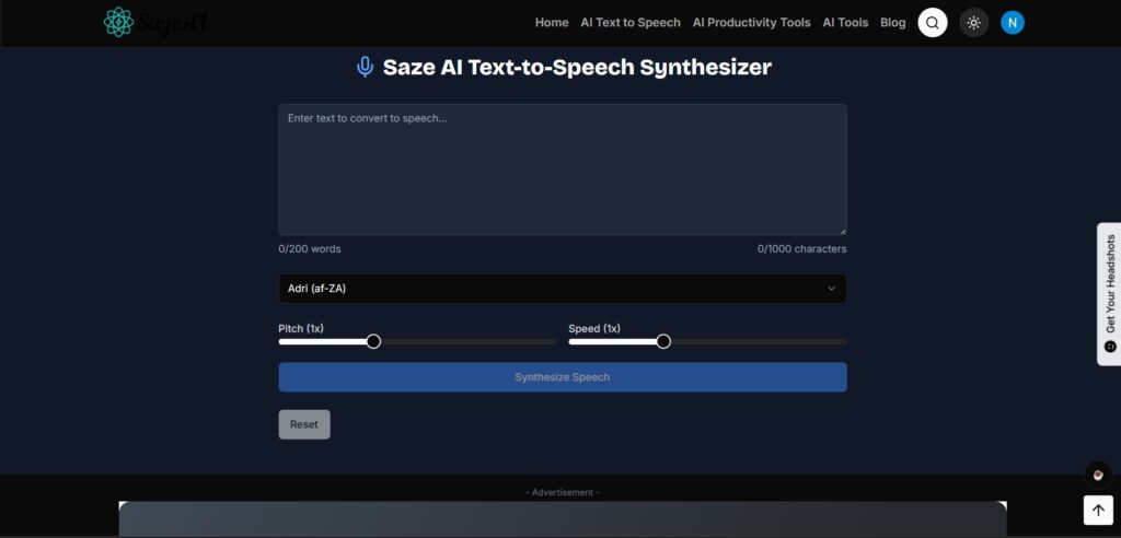 saze ai app text to speech