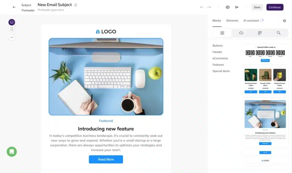 selzy ai app email builder