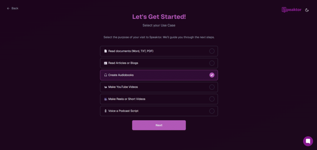 speaktor ai app use case selection