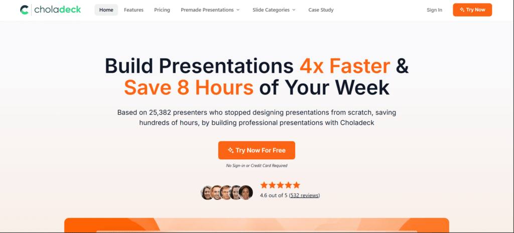 Choladeck ai app homepage