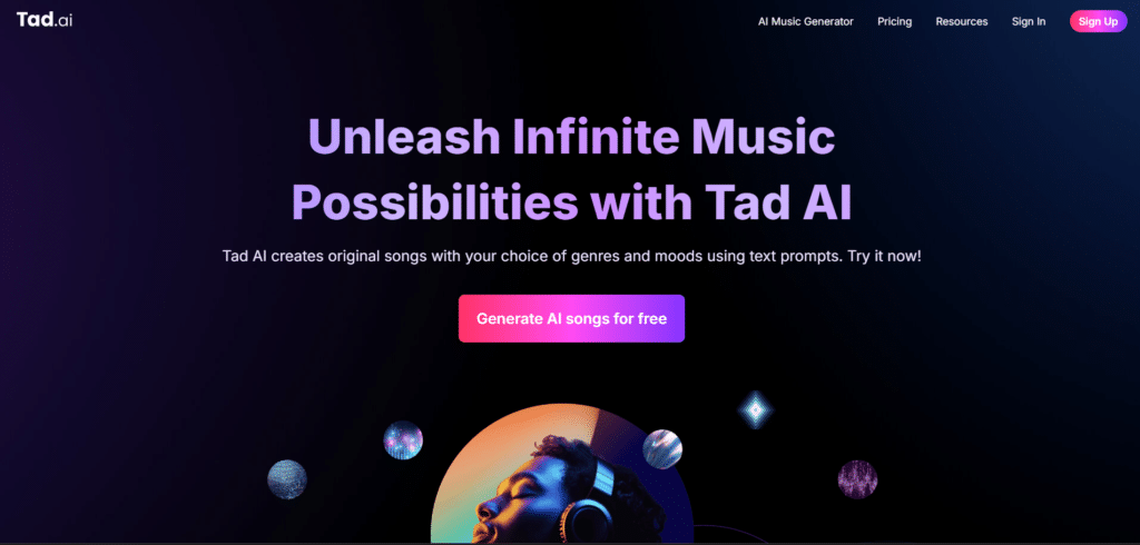 Tad ai app homepage