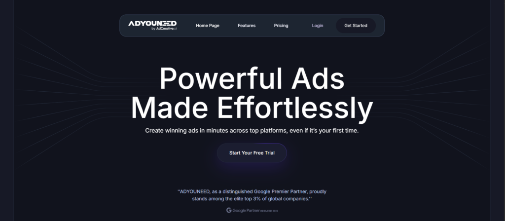 adyouneed ai app homepage