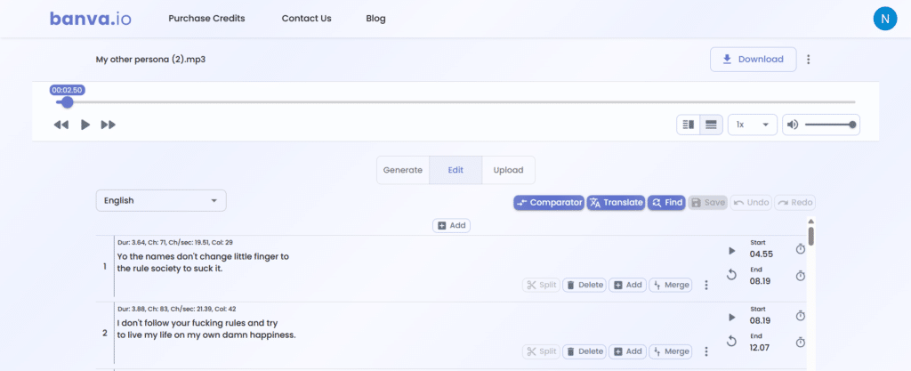 banva ai app audio to text generation
