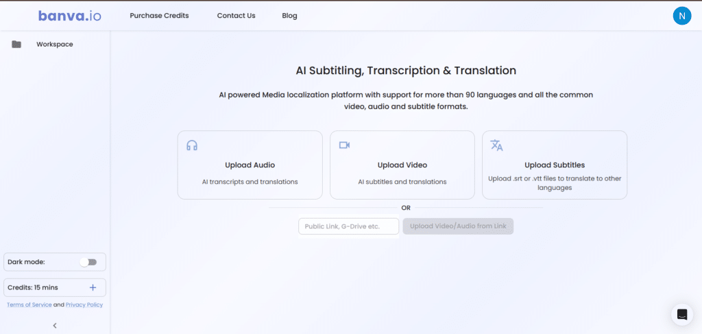 banva ai app dashboard