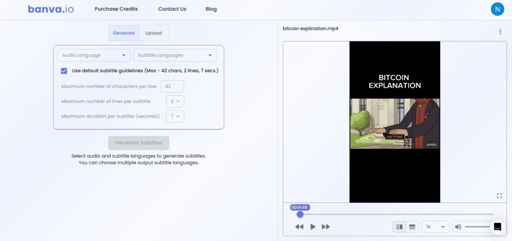 banva ai app subtitle generation