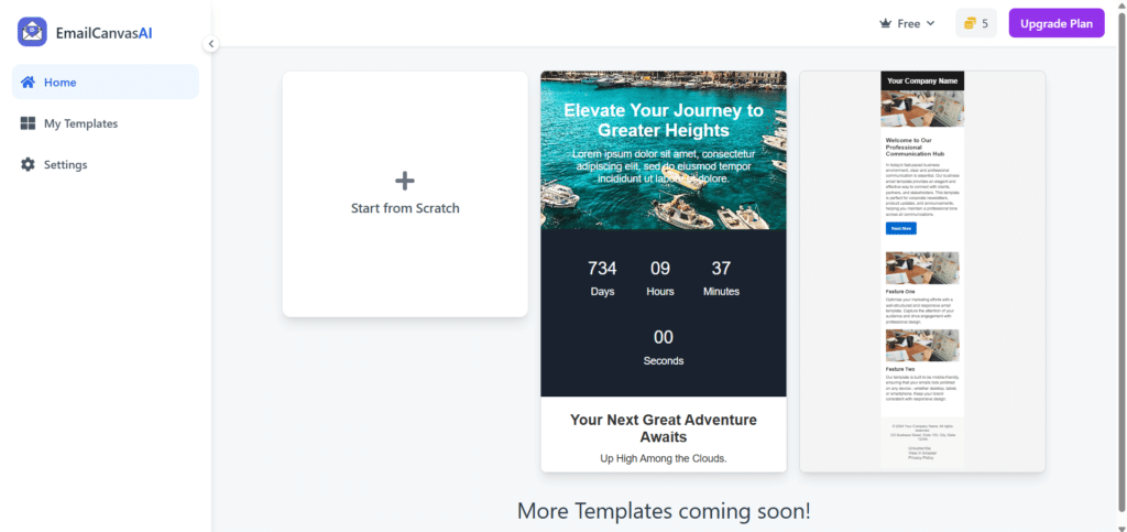 emailcanvas ai app home