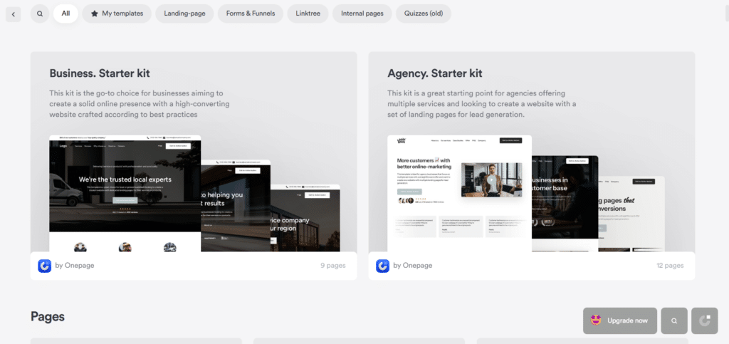 onepage ai app templates