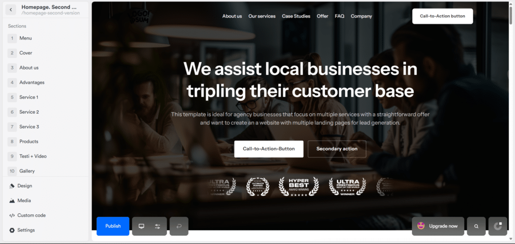 onepage ai app website editing