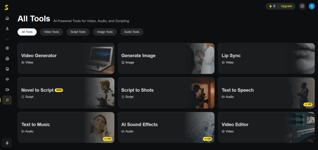 sky reels ai app all tools