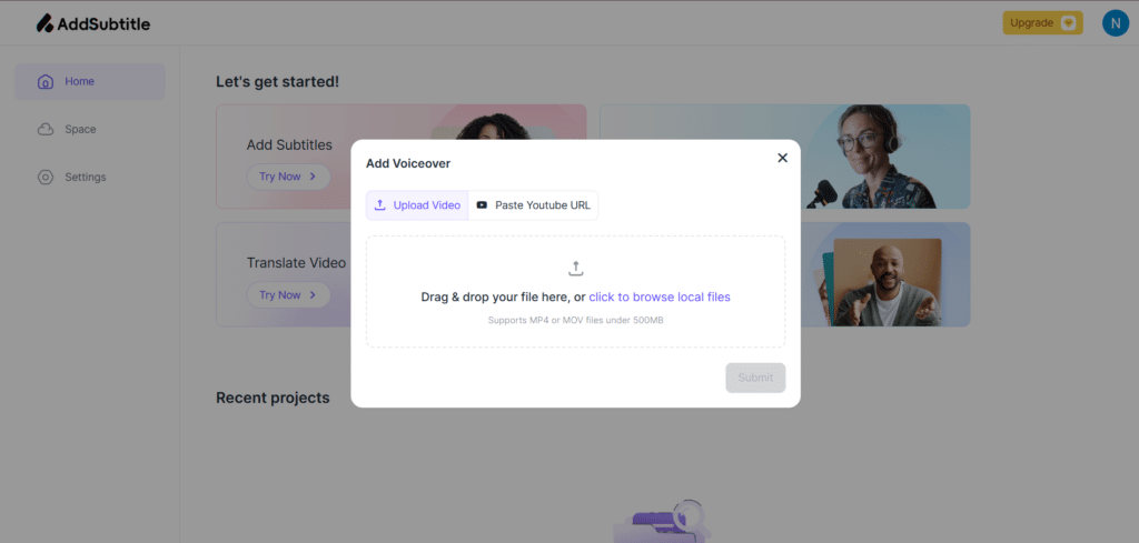 Addsubtitle ai app add voiceover