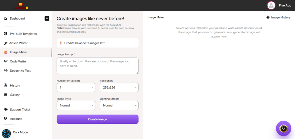 Everneed AI app image Generator