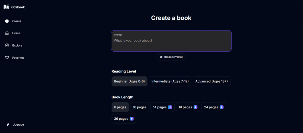Kidzbook AI app create book