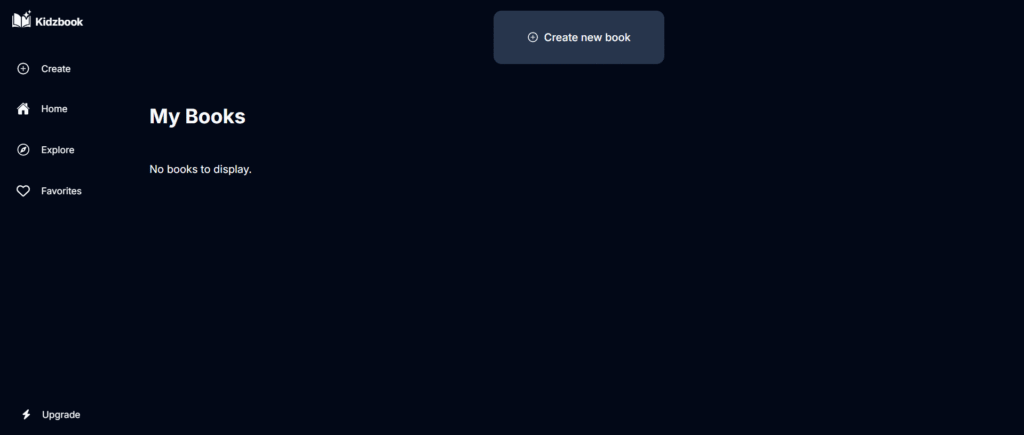 Kidzbook AI app home