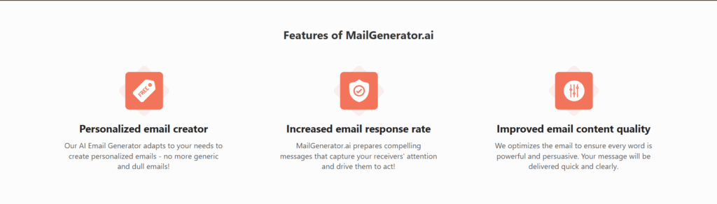 Mailgenerator AI app features