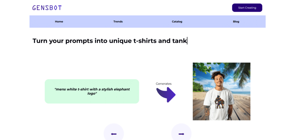 gensbot ai app homepage
