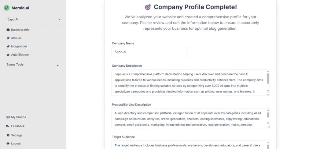 meroid ai app company profile