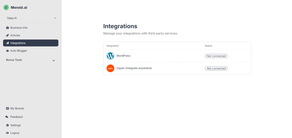 meroid ai app integrations